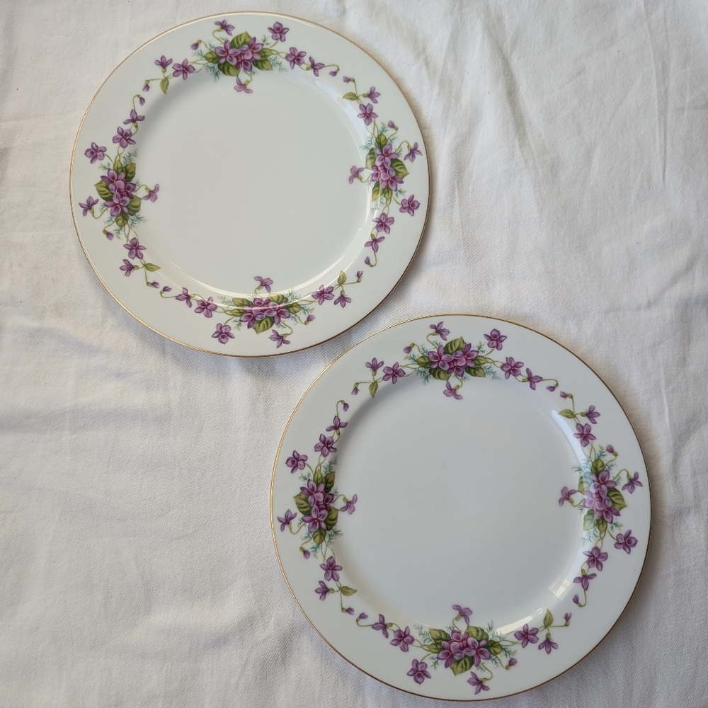 Vintage Wentworth Japan Viola Floral Good Rim Dinner Plates - 2